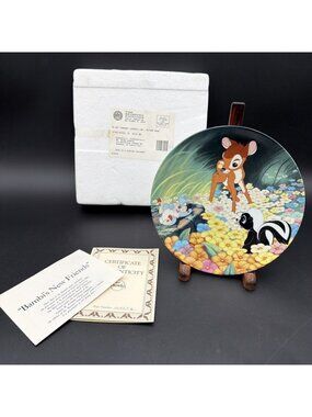 Knowles Disney’s Bambi Limited Edition Plate "Bambi's New Friends" 1992 COA -B
